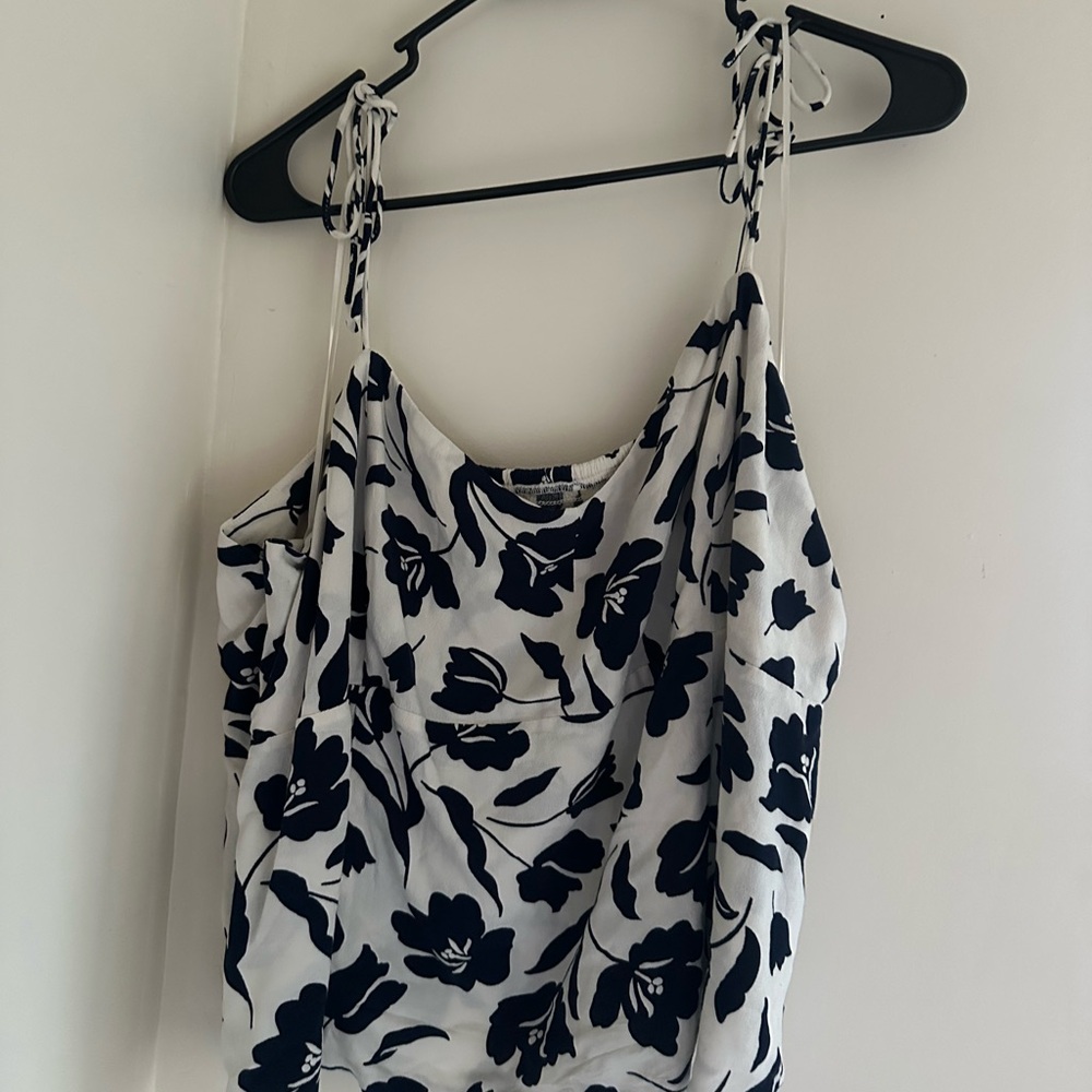 Old Navy Black and White Floral Camisole